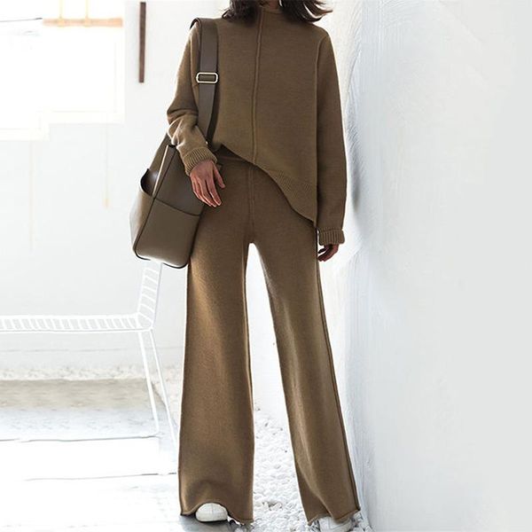 women's two piece pants autumn winter fashion knitted set elegant turtleneck pullover + outfits women casual long sleeve homewear solid, White
women's two piece pants autumn winter fashion knitted set elegant turtleneck pullover + outfits women casual long sleeve homewear solid, White