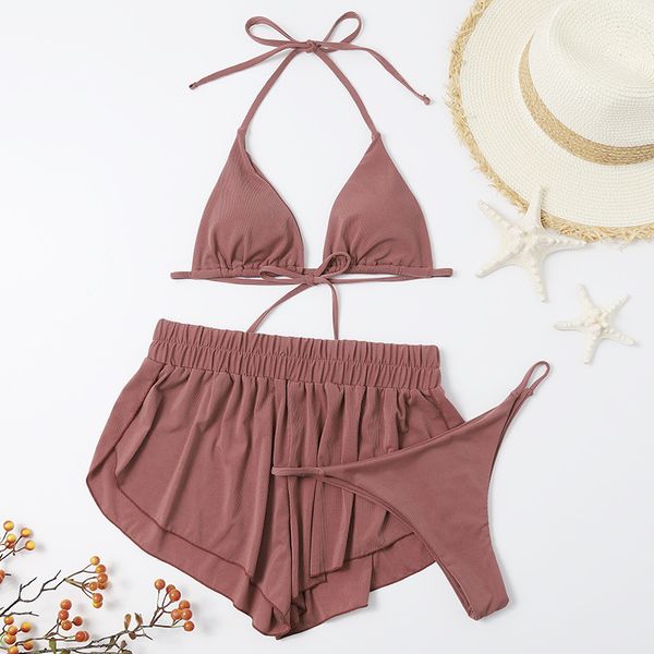 swimwear split solid color women's three piece set with adjustable bikini bra, White;black
swimwear split solid color women's three piece set with adjustable bikini bra, White;black
