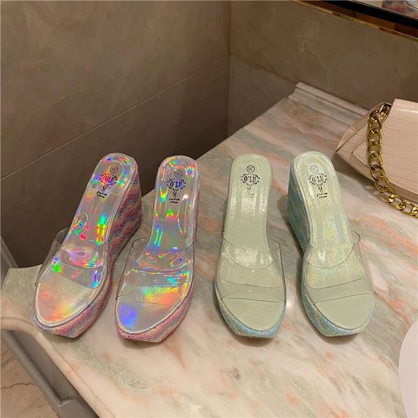 slippers women open toe wedges sandals ladies summer high heels casual beach transparent pvc platform, Black
slippers women open toe wedges sandals ladies summer high heels casual beach transparent pvc platform, Black