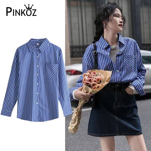 casual daily wear long sleeve pocke striped blue loose shirt women blouse spring summer ropa de mujer fashion chic 210421, White
casual daily wear long sleeve pocke striped blue loose shirt women blouse spring summer ropa de mujer fashion chic 210421, White