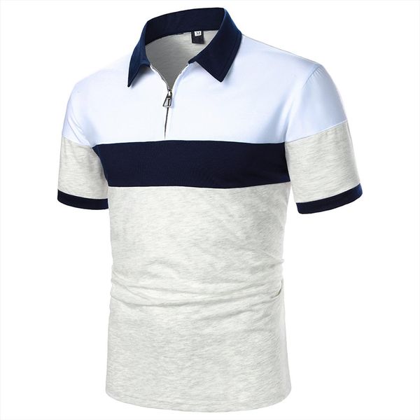 stitching zipper short sleeved mens polo shirt spring and summer casual male tee youth business, White;black
stitching zipper short sleeved mens polo shirt spring and summer casual male tee youth business, White;black