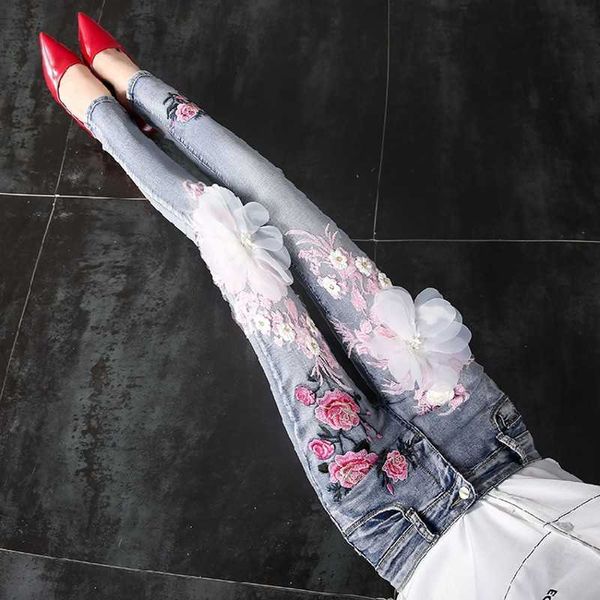 women's streetwear cut retro embroidered women's jeans feet pants female ankle-length ladies casual brand trouse 210601, Blue
women's streetwear cut retro embroidered women's jeans feet pants female ankle-length ladies casual brand trouse 210601, Blue