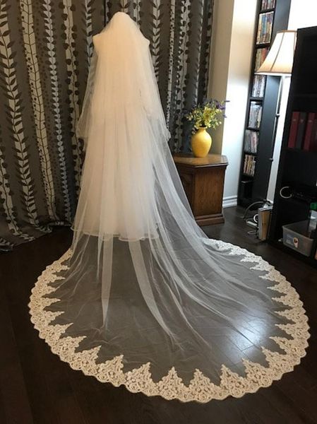 bridal veils white ivory 80"wx120" (3m) cathedral wedding veil long lace edge 2 layer with comb accessories, Black
bridal veils white ivory 80"wx120" (3m) cathedral wedding veil long lace edge 2 layer with comb accessories, Black