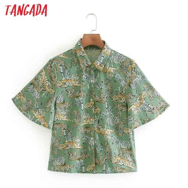 women retro animal print crop sleeve chic female short blouse shirt xn257 210416, White
women retro animal print crop sleeve chic female short blouse shirt xn257 210416, White