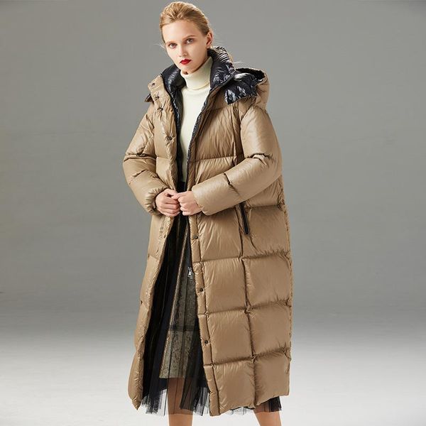 women's down jacket hooded winter thicken over-knee length fashion 90% white duck 199032 & parkas, Black
women's down jacket hooded winter thicken over-knee length fashion 90% white duck 199032 & parkas, Black
