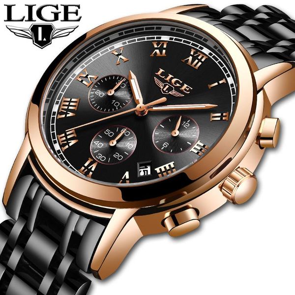 wristwatches lige wrist watch men waterproof chronograph military army stainless steel male clock man sport watches 10018, Slivery;brown
wristwatches lige wrist watch men waterproof chronograph military army stainless steel male clock man sport watches 10018, Slivery;brown