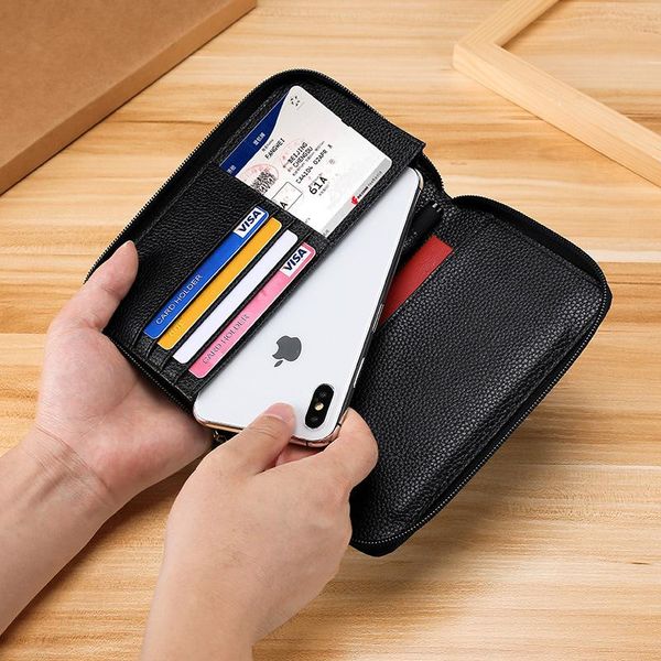 card holders product lychee pattern passport bag leather mid-length multi-function mobile phone zipper boarding ticket document, Brown;gray
card holders product lychee pattern passport bag leather mid-length multi-function mobile phone zipper boarding ticket document, Brown;gray
