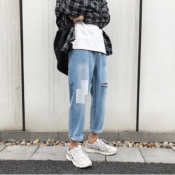 wholesale 2021 fashion hip-hop cut hole shallow stitching jeans men's korean loose straight beggar pants, Blue
wholesale 2021 fashion hip-hop cut hole shallow stitching jeans men's korean loose straight beggar pants, Blue