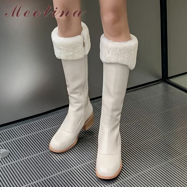 meotina genuine leather mid heel long boots women shoes round toe thick heels fashion boots zipper knee high boots lady beieg 210520, Black
meotina genuine leather mid heel long boots women shoes round toe thick heels fashion boots zipper knee high boots lady beieg 210520, Black