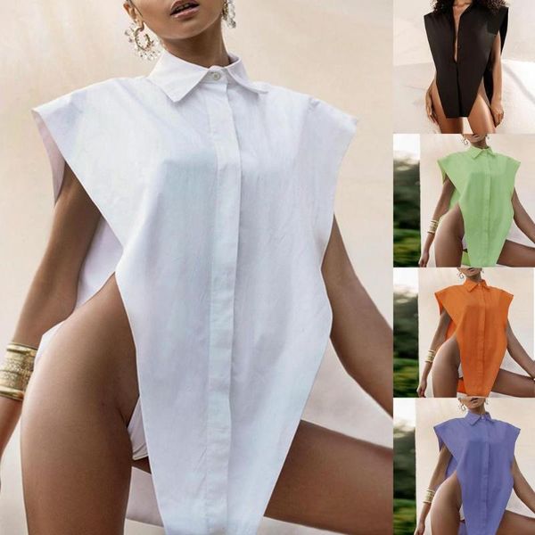 women's t-shirt women summer oversized long shirt sleeveless ladies button up tank y2k solid streetwear party club clothes, White
women's t-shirt women summer oversized long shirt sleeveless ladies button up tank y2k solid streetwear party club clothes, White