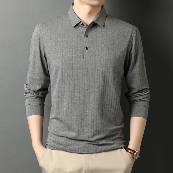 middle aged mh cloth lapel fashion bottoming 2021 casual loose long sleeve men's solid color polo shirt, Black
middle aged mh cloth lapel fashion bottoming 2021 casual loose long sleeve men's solid color polo shirt, Black