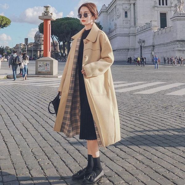 women's wool & blends autumn and winter coat women style coats woman 2021 loose korean fashion female medium length temperament, Black
women's wool & blends autumn and winter coat women style coats woman 2021 loose korean fashion female medium length temperament, Black