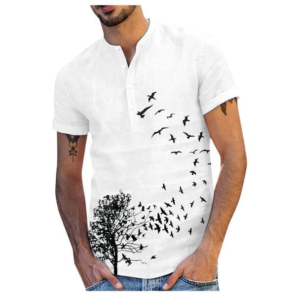 men's casual shirts summer men cotton blouse short sleeve tree&bird print button down beach loose holiday shirt comfortable camisa, White;black
men's casual shirts summer men cotton blouse short sleeve tree&bird print button down beach loose holiday shirt comfortable camisa, White;black