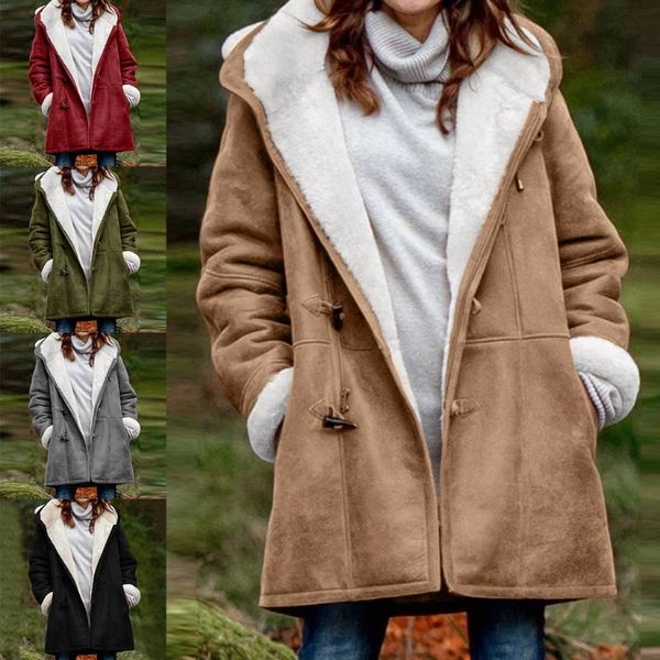 women's wool & blends coat women velvet jacket autumn and winter long-sleeved horn button pocket casual cardigan sweater, Black
women's wool & blends coat women velvet jacket autumn and winter long-sleeved horn button pocket casual cardigan sweater, Black