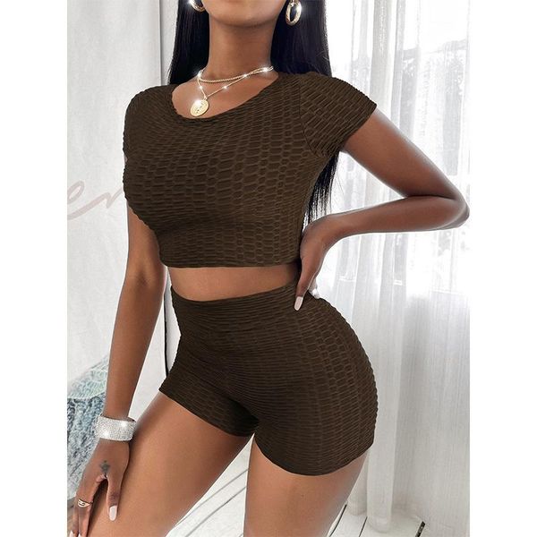women's tracksuits ladies short sleeve two-piece suit female round neck solid black coffee pink yoga sports suits with shorts clothing, Gray
women's tracksuits ladies short sleeve two-piece suit female round neck solid black coffee pink yoga sports suits with shorts clothing, Gray