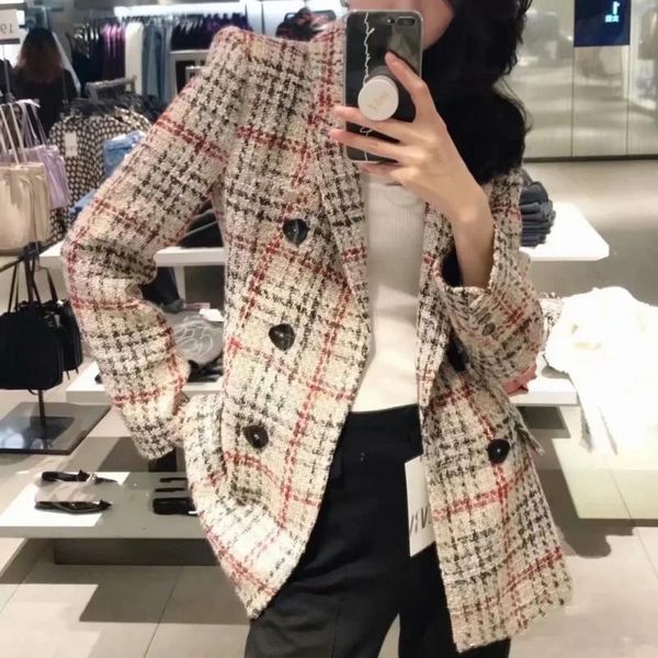 women's suits & blazers sra beleza women autumn fall vintage plaid blazer jacket female notched collar double breasted chic lady casual, White;black
women's suits & blazers sra beleza women autumn fall vintage plaid blazer jacket female notched collar double breasted chic lady casual, White;black
