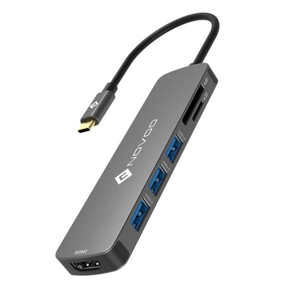 hubs novoo type c 6port hub usb aluminum with 4k adapter, 3 3.0 ports, 1 sd memory port, microsd card reader
hubs novoo type c 6port hub usb aluminum with 4k adapter, 3 3.0 ports, 1 sd memory port, microsd card reader