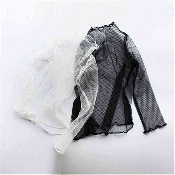 lace mesh plaid transparent bottoming womens shirts hollow black long sleeves inside perspective blouse, White
lace mesh plaid transparent bottoming womens shirts hollow black long sleeves inside perspective blouse, White