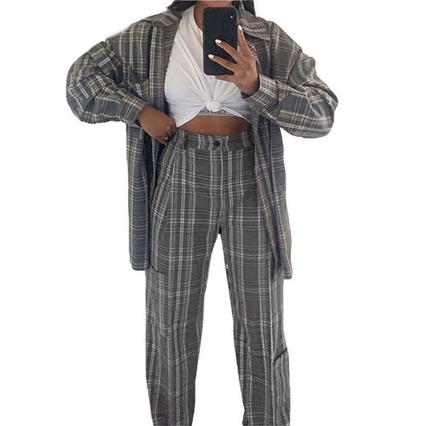 high waist women trousers straight pants plaid printed female casual loose chic suit for ladies women's & capris, Black;white
high waist women trousers straight pants plaid printed female casual loose chic suit for ladies women's & capris, Black;white