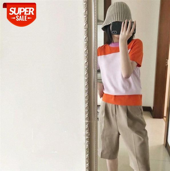 color matching short-sleeved knitted t-shirt cos wind female temperament loose and thin ice silk #gy0i, Black
color matching short-sleeved knitted t-shirt cos wind female temperament loose and thin ice silk #gy0i, Black