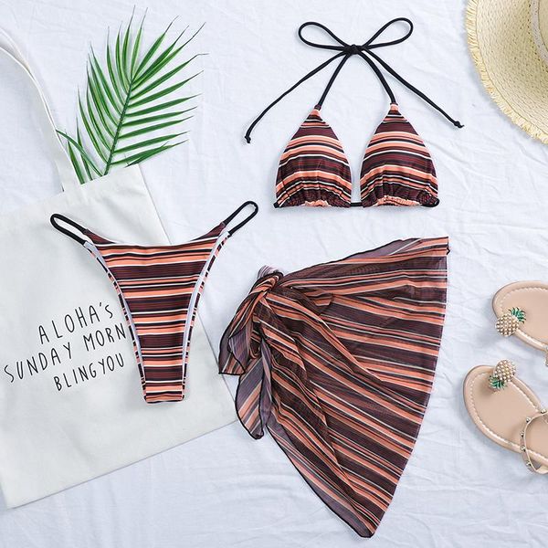 women's swimwear halter striped bikini women swimsuit female micro thong 3-pieces set with short skirt bathing suit swim, White;black
women's swimwear halter striped bikini women swimsuit female micro thong 3-pieces set with short skirt bathing suit swim, White;black