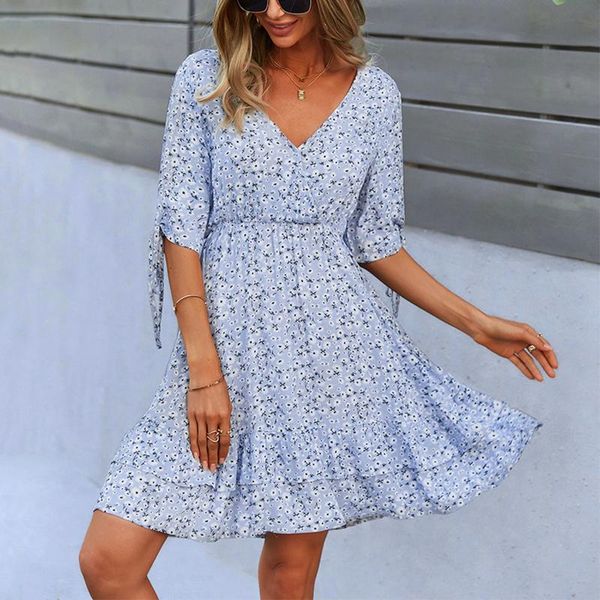 ethnic clothing summer causal floral dress women's casual flower print temperament all-match v-neck beach loose, Red
ethnic clothing summer causal floral dress women's casual flower print temperament all-match v-neck beach loose, Red
