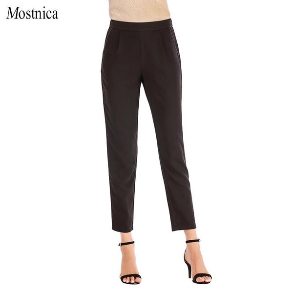 women's pants & capris mostnica casual trousers for women black mid waist long female harem formal ol ladies with rubber band pantalon, Black;white
women's pants & capris mostnica casual trousers for women black mid waist long female harem formal ol ladies with rubber band pantalon, Black;white