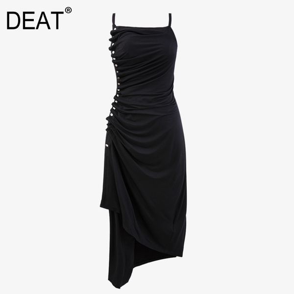design pleated side button slit asymmetric hem solid color personalized suspender dress for women summer gx1241 210421, Black;gray
design pleated side button slit asymmetric hem solid color personalized suspender dress for women summer gx1241 210421, Black;gray
