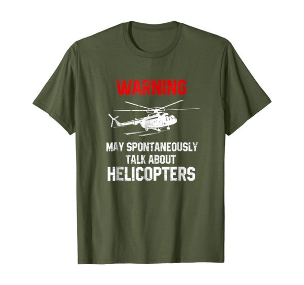 warning may spontaneously talk about helicopters t shirt, White;black