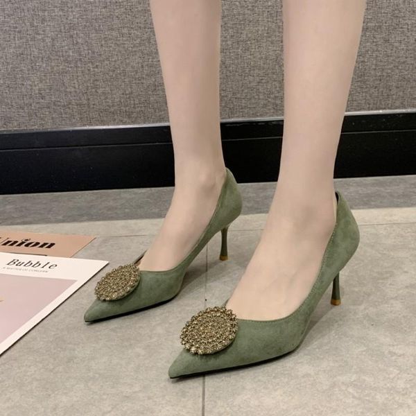dress shoes fashion high heels simple lady suede leather crystal buckle concise elegant high-heeled j14-01, Black
dress shoes fashion high heels simple lady suede leather crystal buckle concise elegant high-heeled j14-01, Black