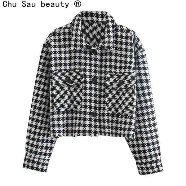 fall winter fashion houndstooth black and white plaid short jacket women raw edge vintage loose shirts jackets 210508, Black;brown
fall winter fashion houndstooth black and white plaid short jacket women raw edge vintage loose shirts jackets 210508, Black;brown