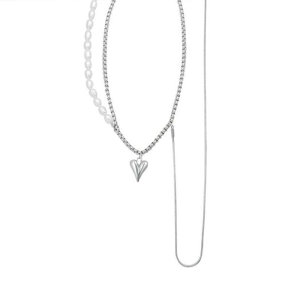pendant necklaces french natural freshwater pearl splicing chain tassel double layer heart necklace collars women stainless steel multilay, Silver
pendant necklaces french natural freshwater pearl splicing chain tassel double layer heart necklace collars women stainless steel multilay, Silver