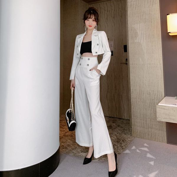women's tracksuits autumn print striped blazer coat and wide legging pants ladies white 2 piece set brand designer runway two for women, Gray
women's tracksuits autumn print striped blazer coat and wide legging pants ladies white 2 piece set brand designer runway two for women, Gray