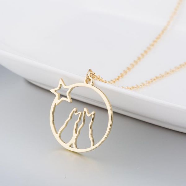 pendant necklaces bijoux stainless steel star necklace for women lover's gold and silver color cat in love handmade jewelry
pendant necklaces bijoux stainless steel star necklace for women lover's gold and silver color cat in love handmade jewelry