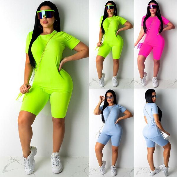 2pcs set o neck womens tracksuits short sleeve candy color shirt high waist elastic shorts sports tracksuit jogging, Gray
2pcs set o neck womens tracksuits short sleeve candy color shirt high waist elastic shorts sports tracksuit jogging, Gray