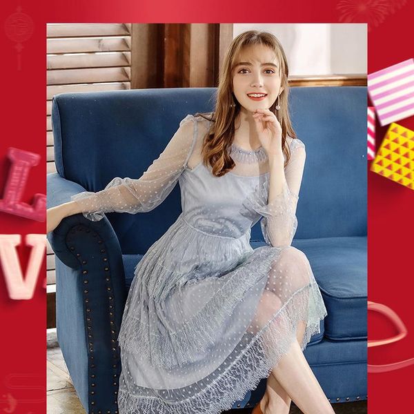 casual dresses spring 2021 brand women's polka dot mesh elastic waist pleated temperament lady dress 69332, Black;gray
casual dresses spring 2021 brand women's polka dot mesh elastic waist pleated temperament lady dress 69332, Black;gray