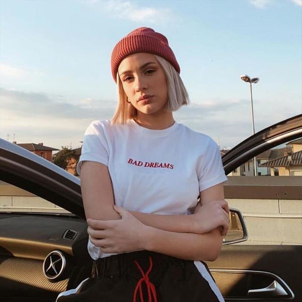 bad dreams red letters womens print cotton casual funny 90s lady yong girl drop s 900, White
bad dreams red letters womens print cotton casual funny 90s lady yong girl drop s 900, White