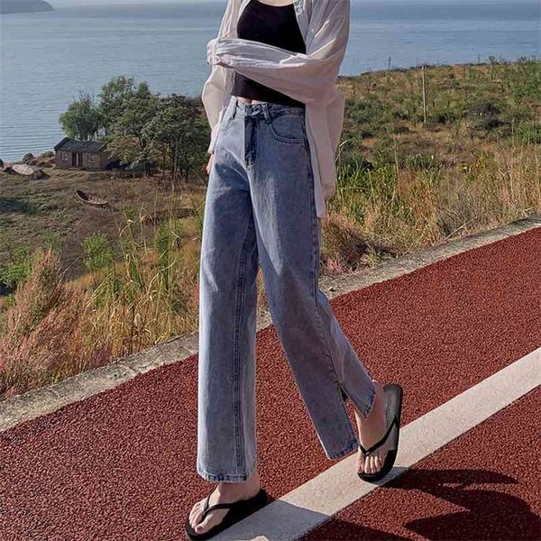 arrival spring korea fashion women high waist denim wide leg pants split design all-matched casual loose vintage jeans s905 210512, Blue
arrival spring korea fashion women high waist denim wide leg pants split design all-matched casual loose vintage jeans s905 210512, Blue