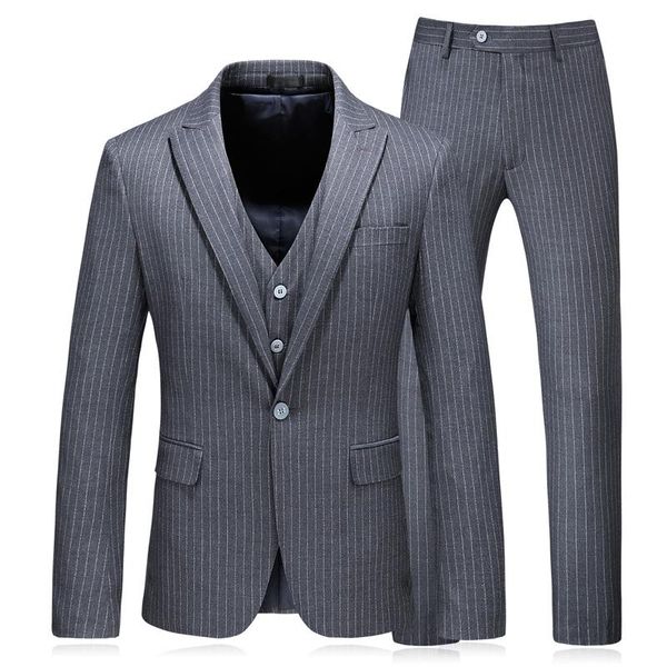 men gray striped suit 2021 slim fit one single-breasted suits for wedding big size s-5xl mens formal 3 piece business men's & blazers, White;black
men gray striped suit 2021 slim fit one single-breasted suits for wedding big size s-5xl mens formal 3 piece business men's & blazers, White;black