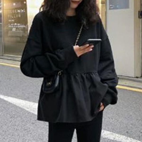 women's hoodies & sweatshirts autumn hoodie women solid color splicing ruffle yellow round neck long sleeve korean fashion casual loose, Black
women's hoodies & sweatshirts autumn hoodie women solid color splicing ruffle yellow round neck long sleeve korean fashion casual loose, Black