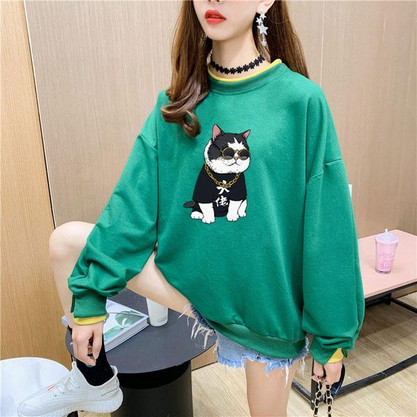 women's hoodies & sweatshirts arrival long sleeve o-neck cotton elegant cat print womans sweathshirt lightweight hoodie, Black
women's hoodies & sweatshirts arrival long sleeve o-neck cotton elegant cat print womans sweathshirt lightweight hoodie, Black