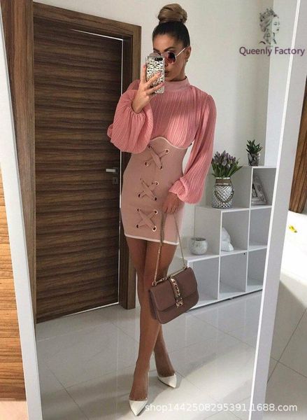 casual dresses autumn elegant striped dress lantern long sleeve blouse pleated half high collar cross decoration bodycon vestidos, Black;gray
casual dresses autumn elegant striped dress lantern long sleeve blouse pleated half high collar cross decoration bodycon vestidos, Black;gray