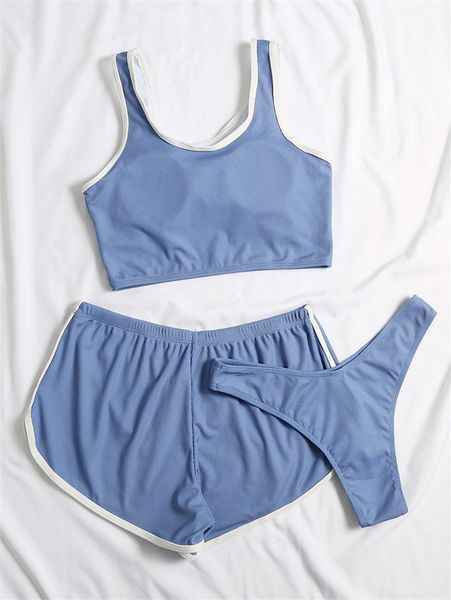 rib solid three pieces bikini crop boxer pant sport bikinis swimsuit summer swimming suit for women padded swimwearb
rib solid three pieces bikini crop boxer pant sport bikinis swimsuit summer swimming suit for women padded swimwearb