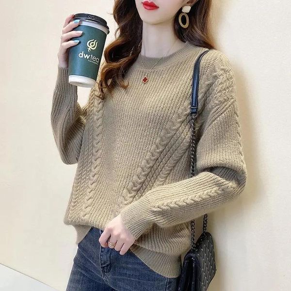 women's sweaters spring and autumn sweater korean round neck twist fashion casual loose wear solid color long sleeve for women, White;black
women's sweaters spring and autumn sweater korean round neck twist fashion casual loose wear solid color long sleeve for women, White;black
