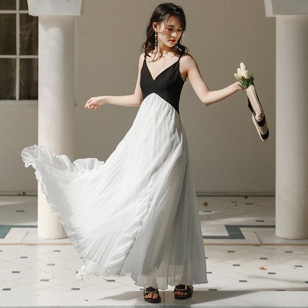 casual dresses women beach pleated dress summer v neck patchwork chiffon long ladies elegant spaghetti strap vestido de mujer, Black;gray
casual dresses women beach pleated dress summer v neck patchwork chiffon long ladies elegant spaghetti strap vestido de mujer, Black;gray
