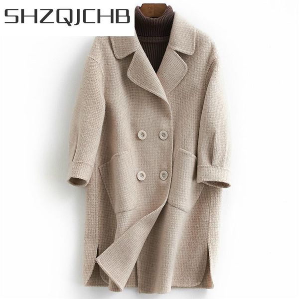 women's wool & blends shzq autumn winter coat women double breasted coats female sided woolen jackets long spring elegant plaid clothes, Black
women's wool & blends shzq autumn winter coat women double breasted coats female sided woolen jackets long spring elegant plaid clothes, Black