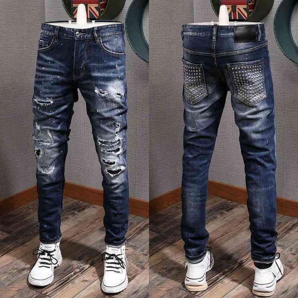Men Cowboy Trousers US Euro Fashion Design Metal Match Chain Accent Damaged Jeans Skater Fit Rip Denim, Blue
Men Cowboy Trousers US Euro Fashion Design Metal Match Chain Accent Damaged Jeans Skater Fit Rip Denim, Blue