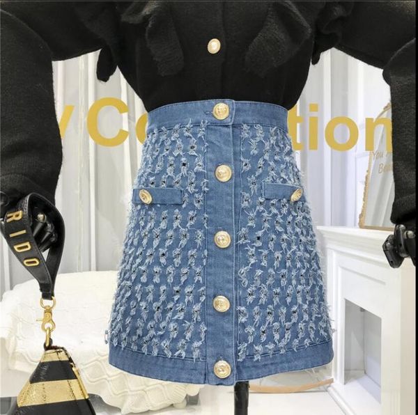 skirts spring vintage tattered fringe denim skirt women's korean high waist a-line short jeans, Black
skirts spring vintage tattered fringe denim skirt women's korean high waist a-line short jeans, Black