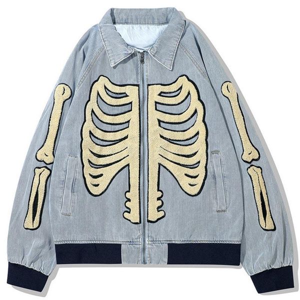 men's jackets hip hop skeleton bone flocking denim jacket men uniform european and american streetwear embroidery bomber black blue, Black;brown
men's jackets hip hop skeleton bone flocking denim jacket men uniform european and american streetwear embroidery bomber black blue, Black;brown