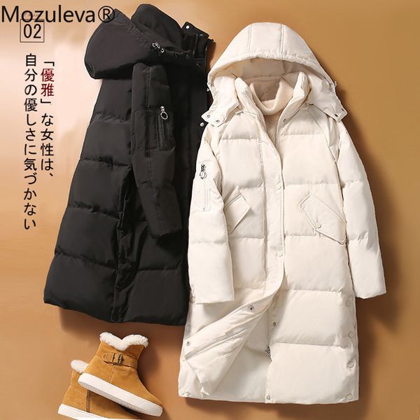 wet white duck medium jacket and long female down woman's thick coat winter wear, Black